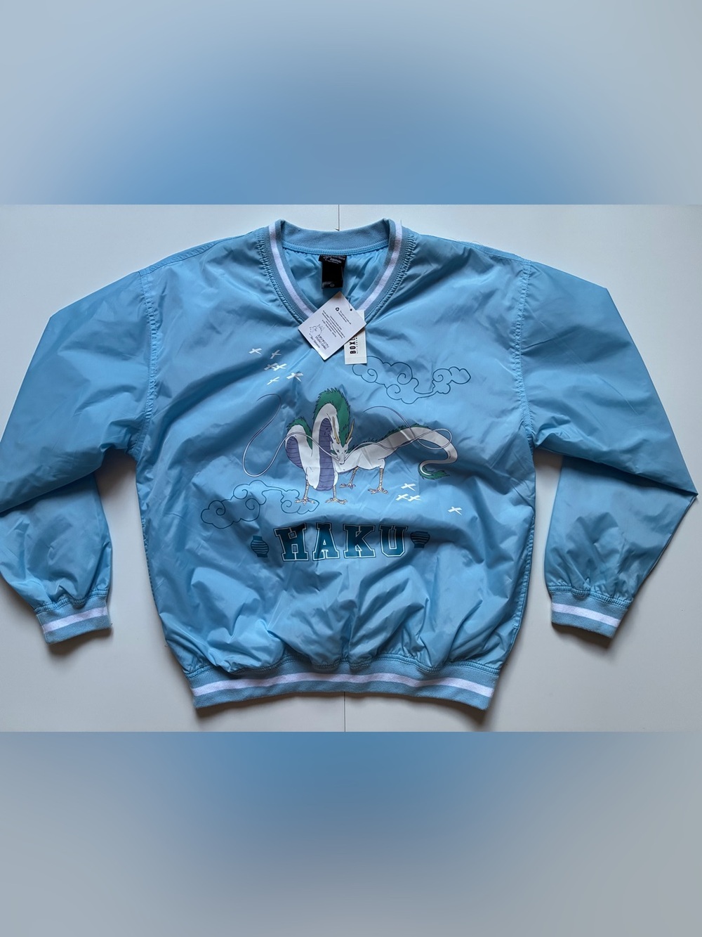 Studio Ghibli Spirited Away Haku V-Neck Windbreaker Crewneck - Medium - NWT